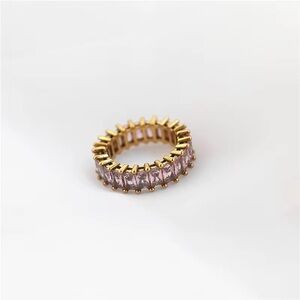 18k Gold Plated Stainless Steel Waterproof
Rings Gold Jewelry AAA Zirconia Pave